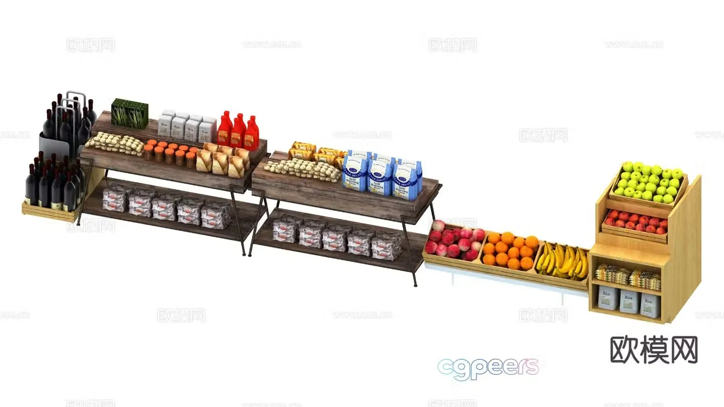 Modern vegetable fruit bread shelf 3d model