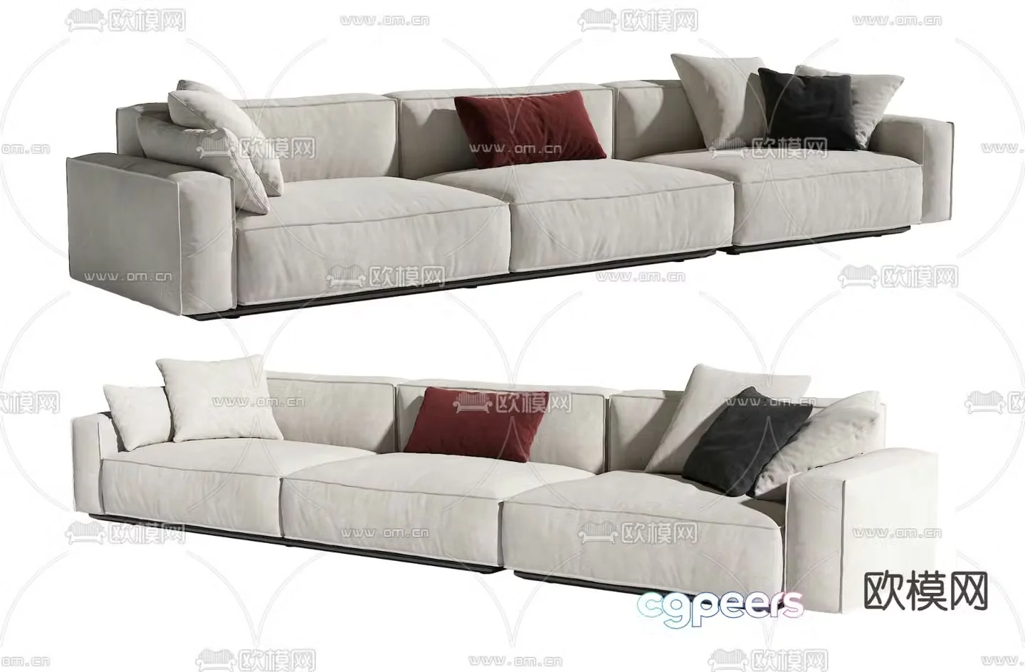 Modern multi-seater sofa 3d model