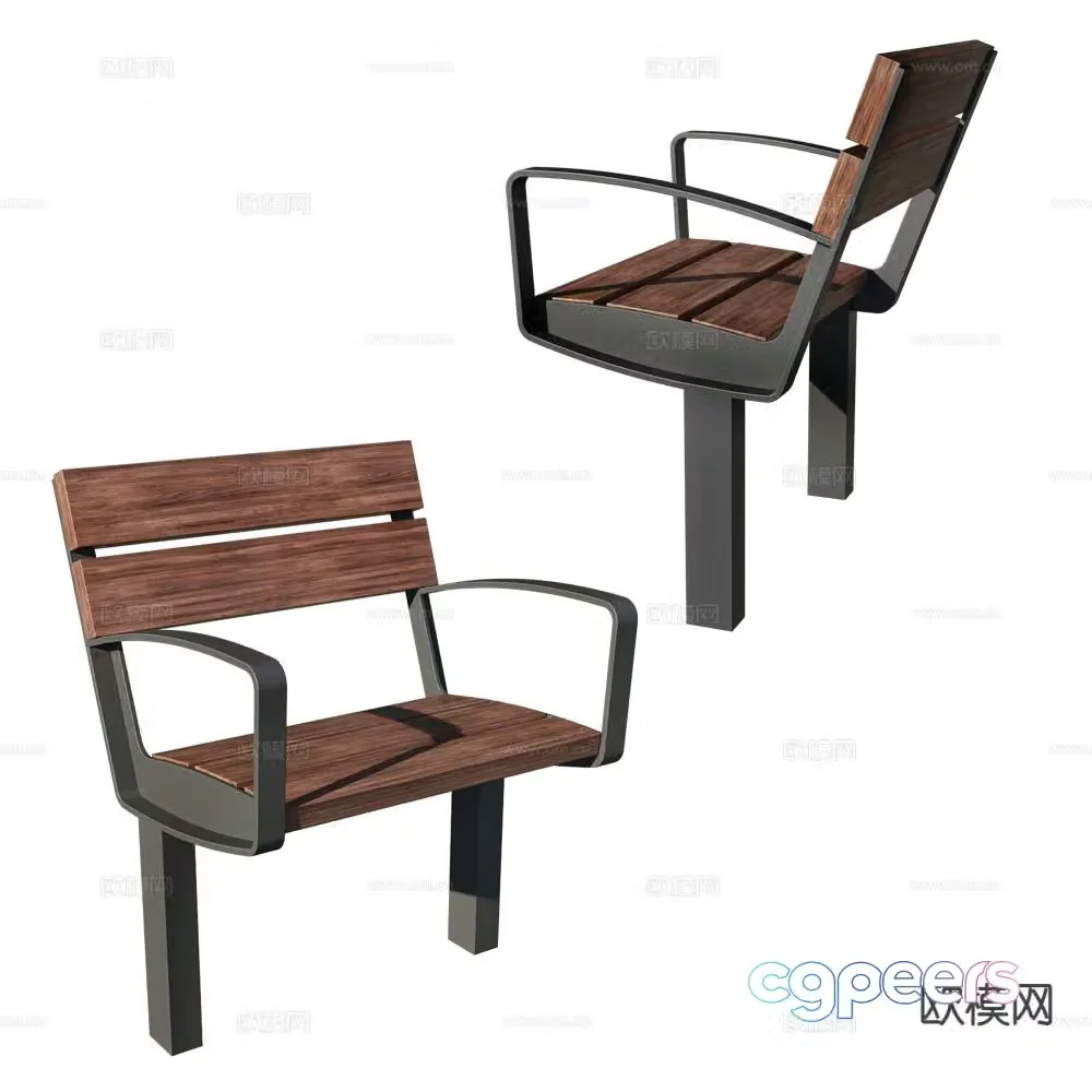 MmcitÃ© public seating outdoor chair waiting chair 3d model
