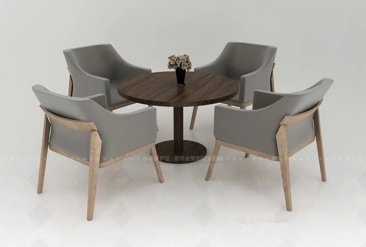 A Round Table With Four Chairs 3D Model – 5454 – VRAY Render