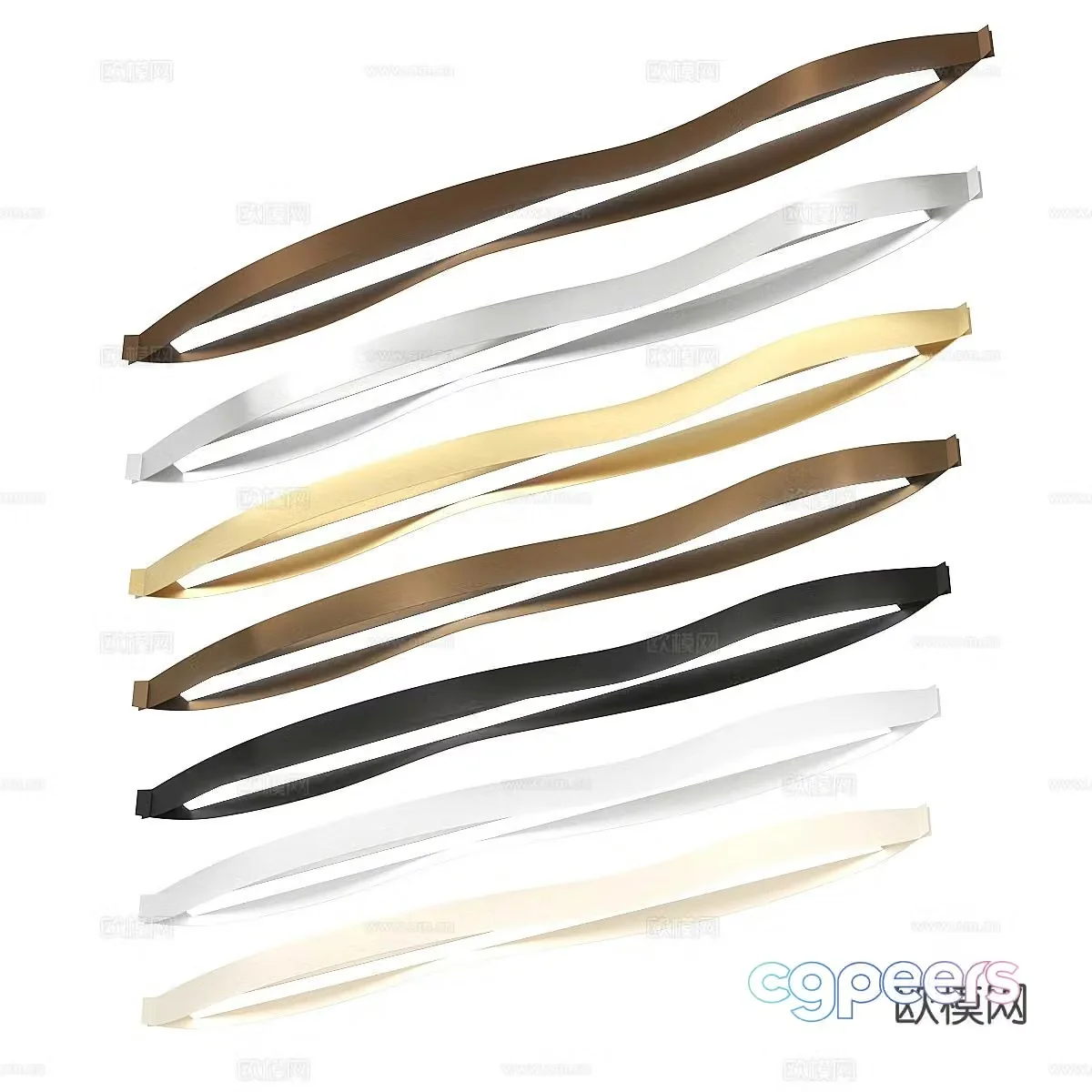 Modern minimalist chandelier long chandelier 3d model
