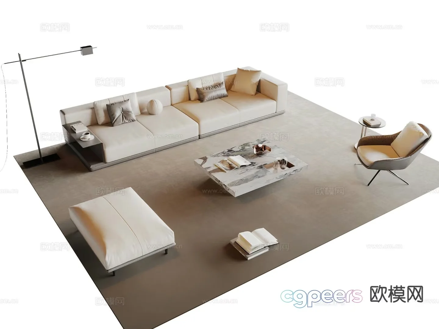Modern Living Room 3D Model – 8550 – VRAY Render