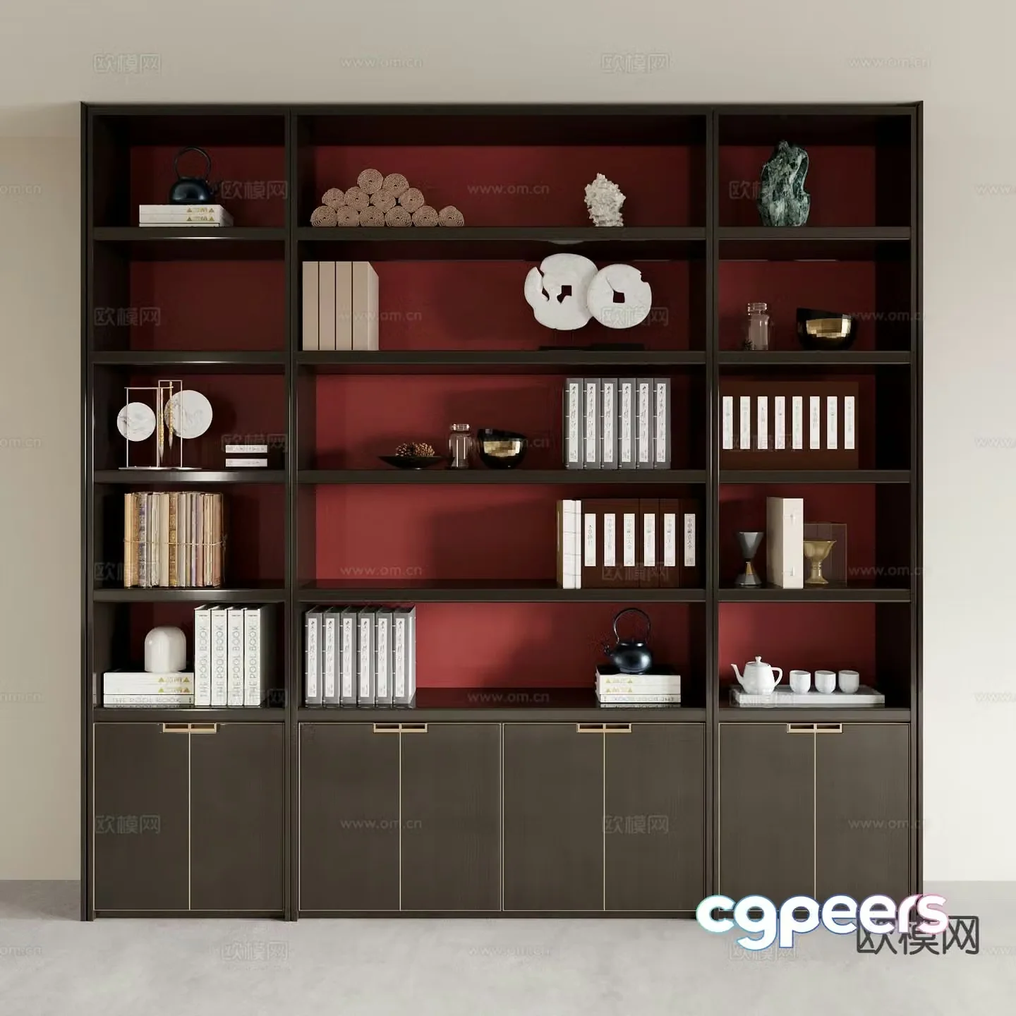 New Chinese tea cabinet bookcase display cabinet bookcase bookshelves 3D model