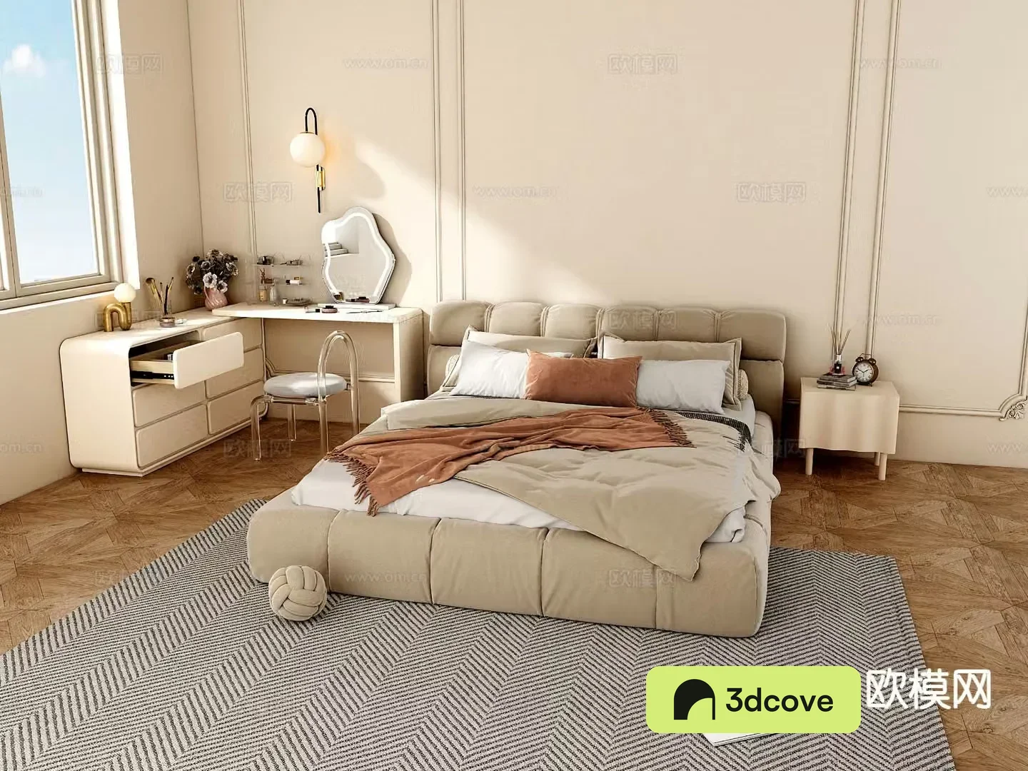 Cream style double bed