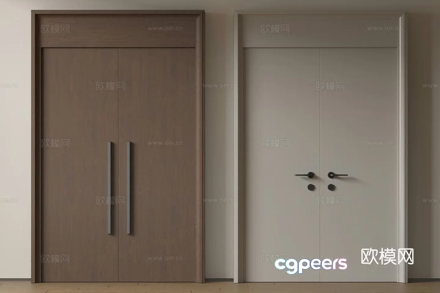 Modern double-opening door swing door entrance door security door top double-opening door main door mother and child door 3D model