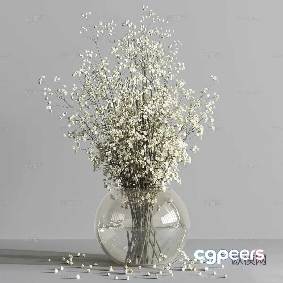 Modern glass vase flower art 3d model
