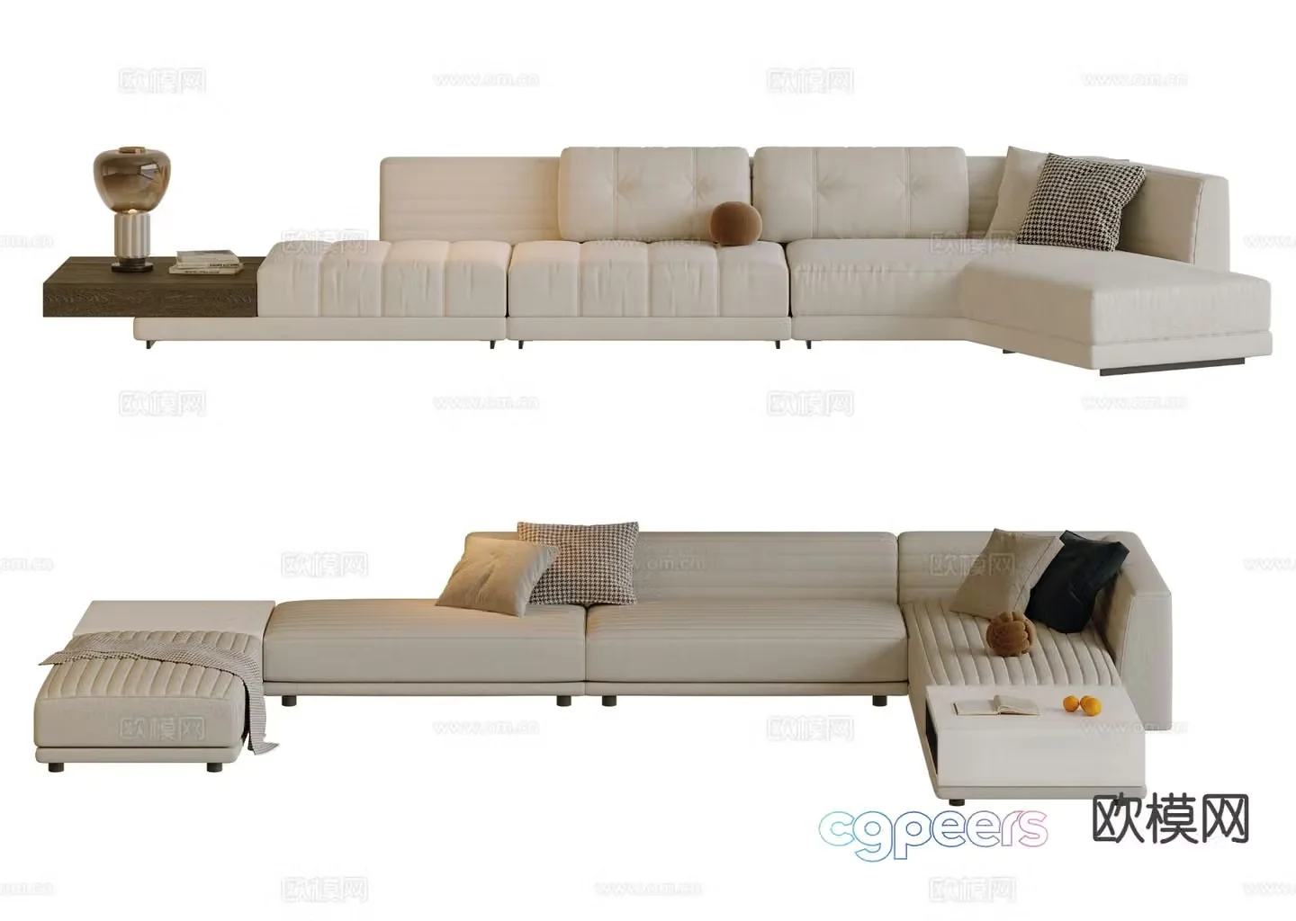 Modern multi-seater sofa corner sofa 3d model