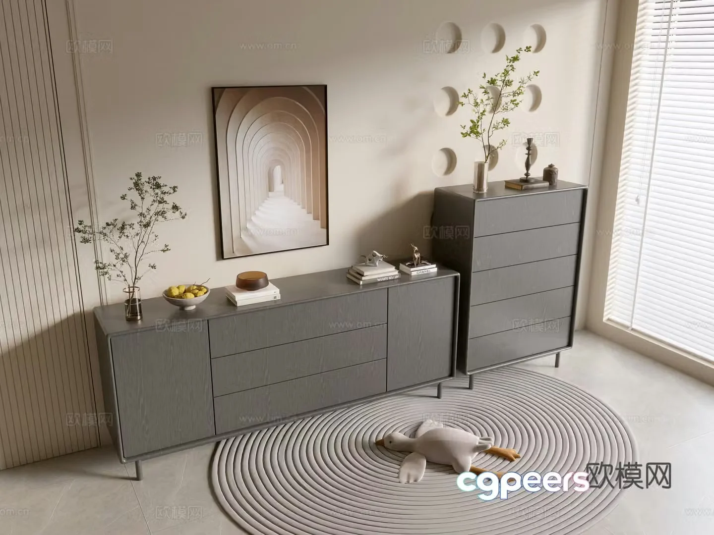 Modern black cabinet side cabinet chest of cabinets low cabinet whole cabinet side cabinet balcony cabinet storage cabinet 3d model