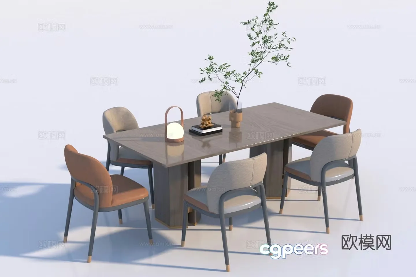 Modern dining table and chair 3d model