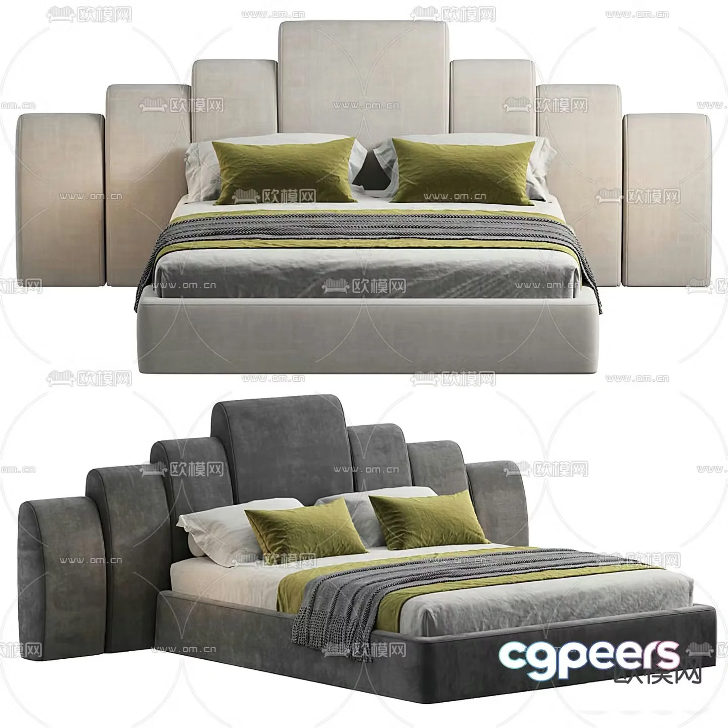 Poliform modern gray double bed 3d model