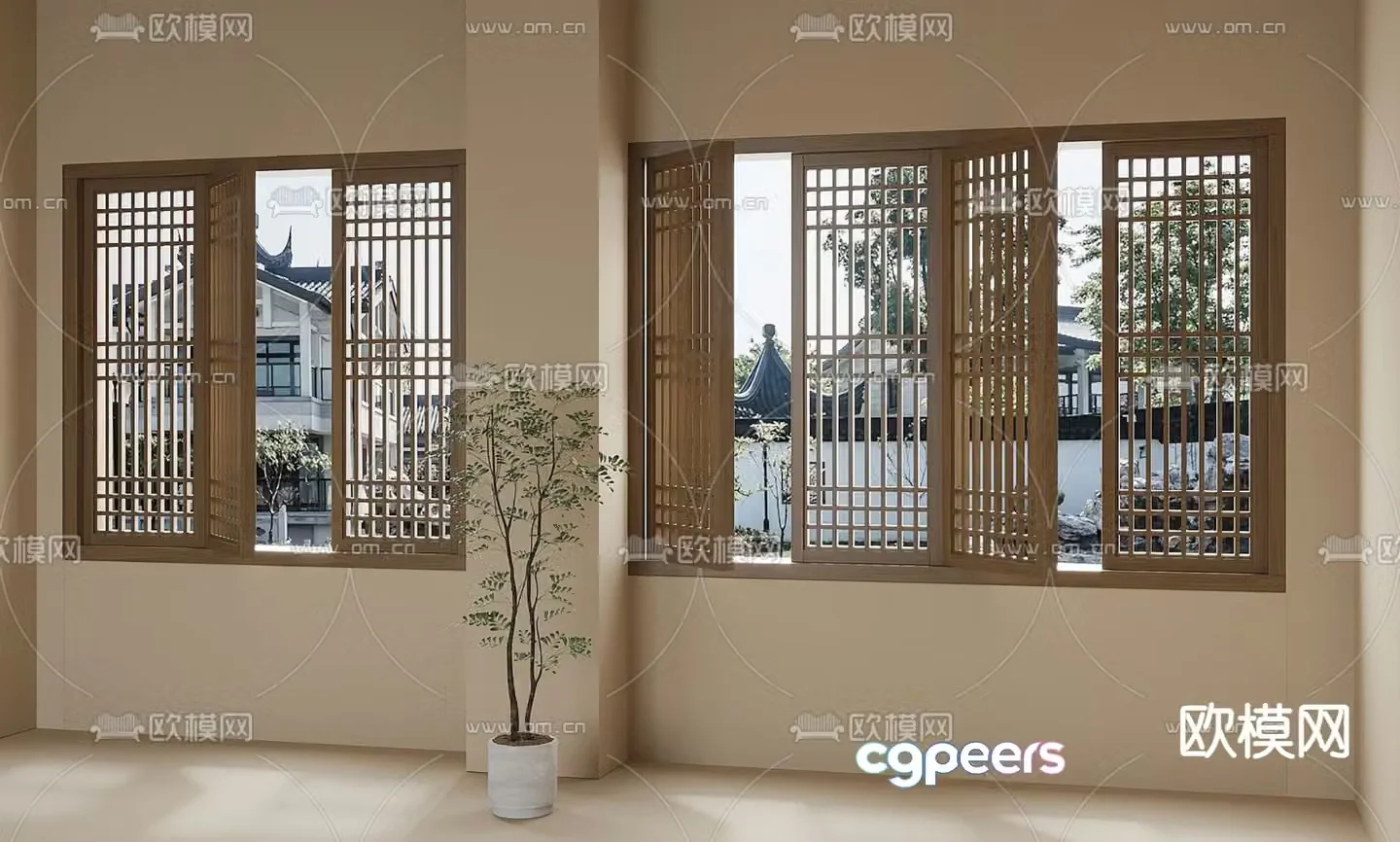 New Chinese style window Window 3D model