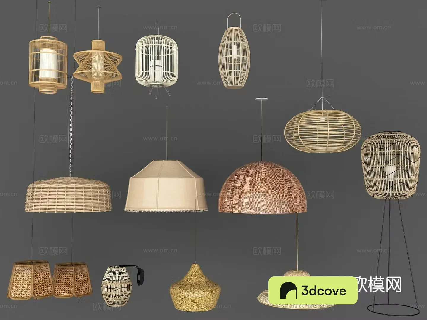 New Chinese style bamboo lantern chandelier bamboo lantern