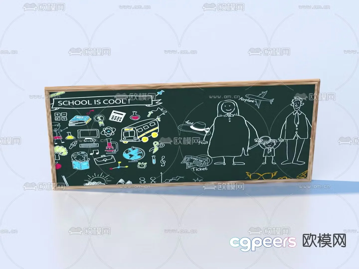 Billboard shop sign blackboard graffiti wall chalk drawing small blackboard 3d model