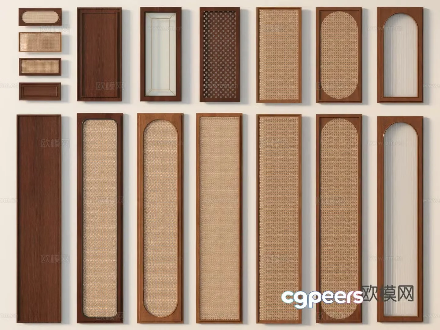 Wabi-sabi cabinet door rattan cabinet door 3d model