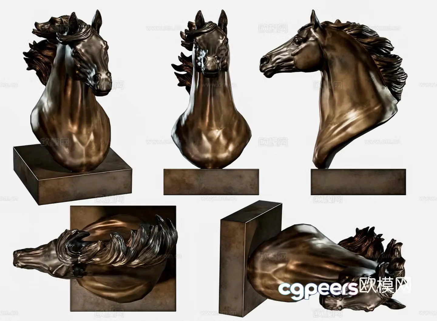 Middle-aged style horse head decoration horse head sculpture ornaments horse head sculpture wall decoration pendant indoor animal head 3D model
