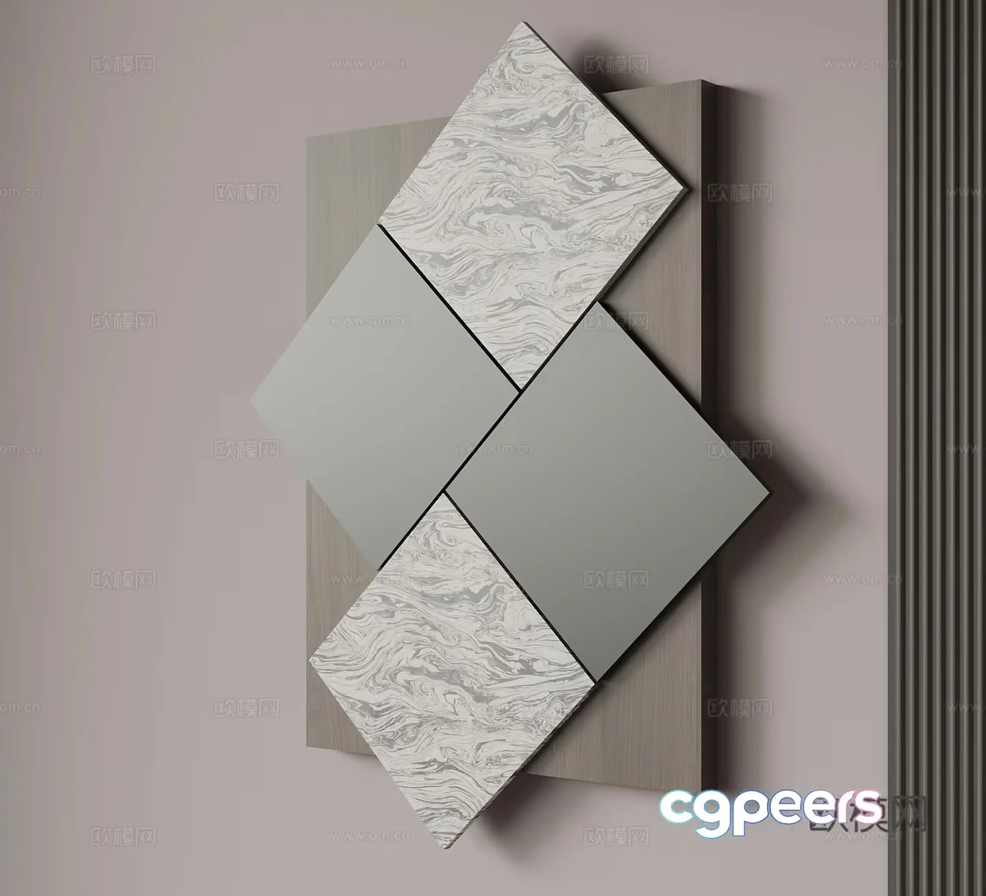 Modern Wall Art Piece 3D Model – 8584 – VRAY Render