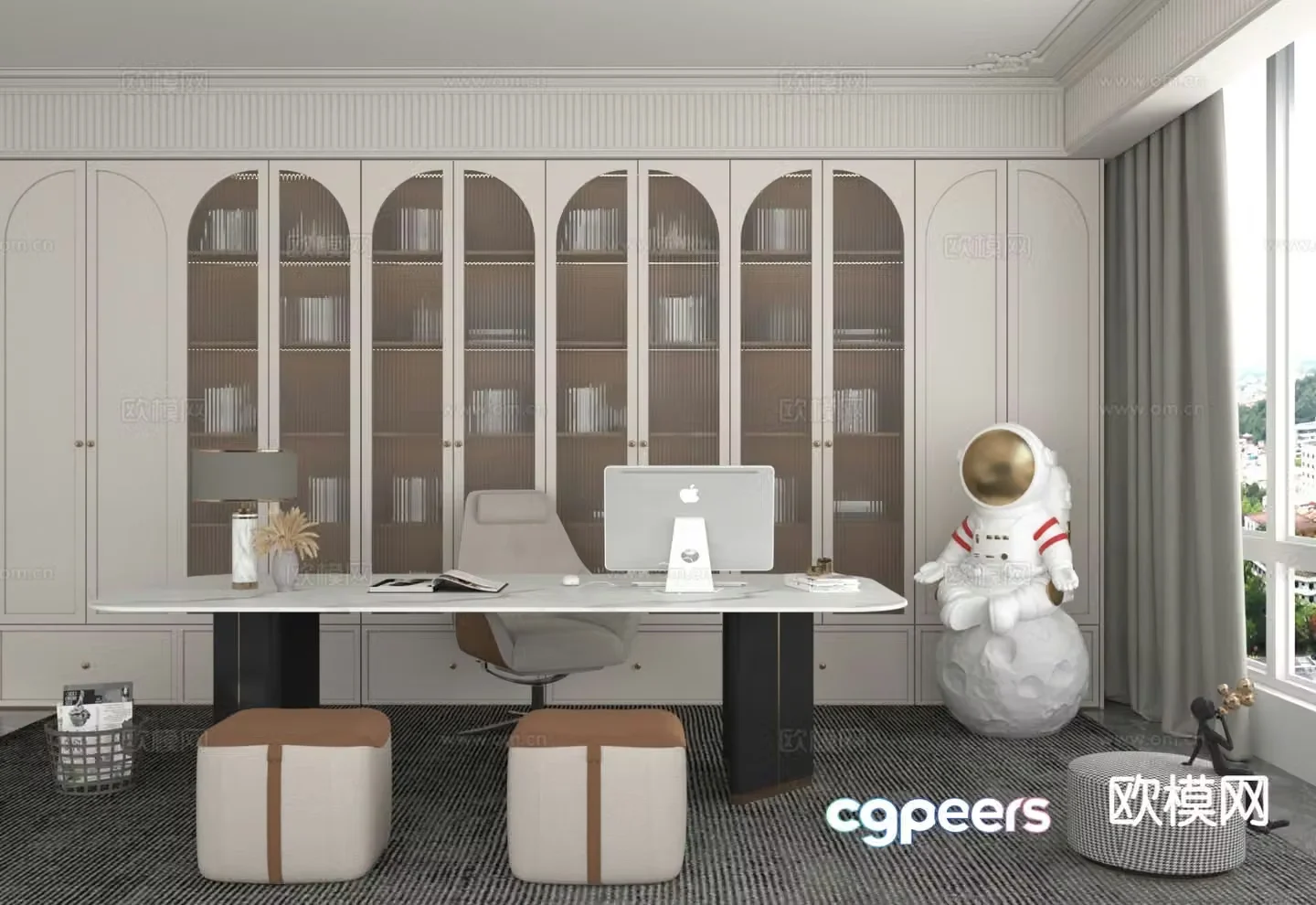 Modern study room 3d model