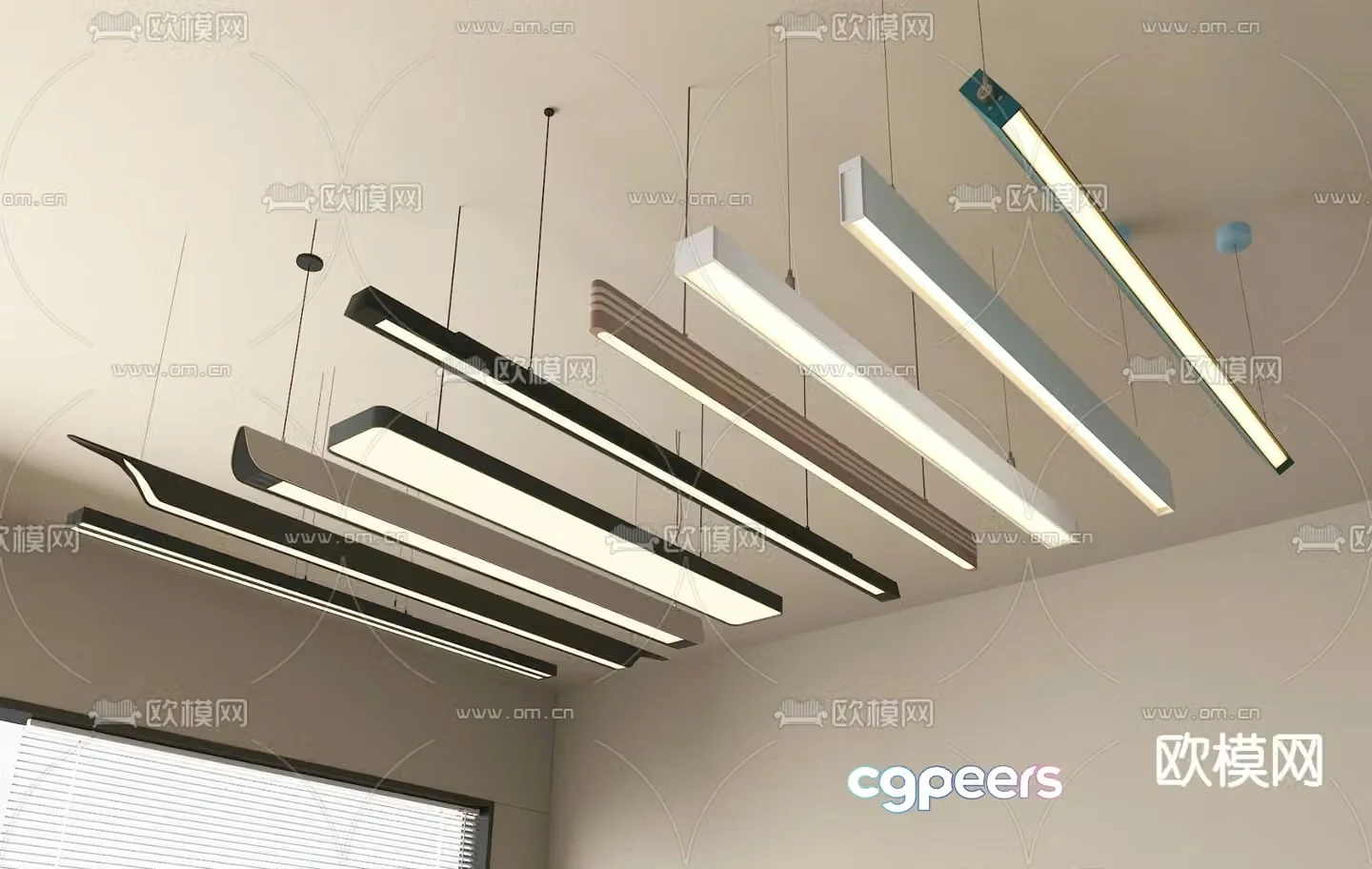 Office chandelier long chandelier 3d model