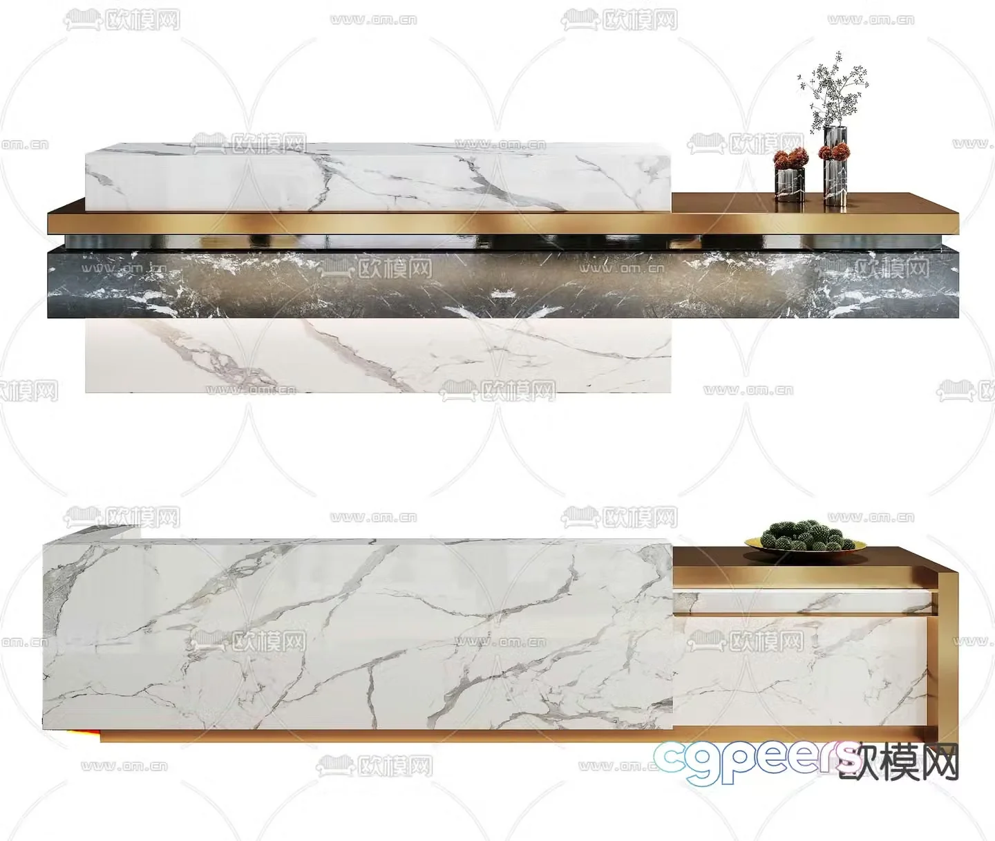 reception desk front desk service desk 3d model