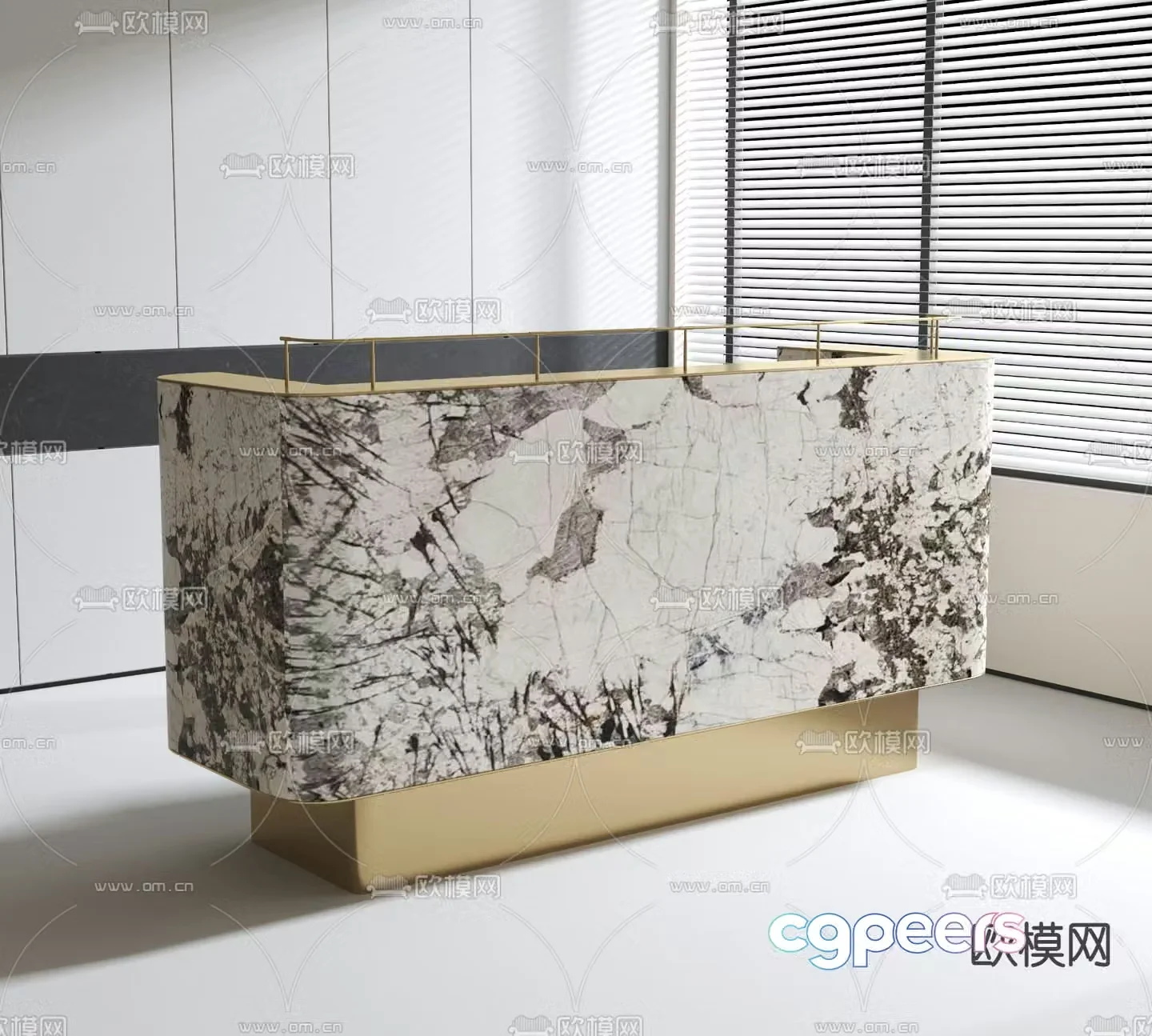Front desk reception desk service desk 3d model