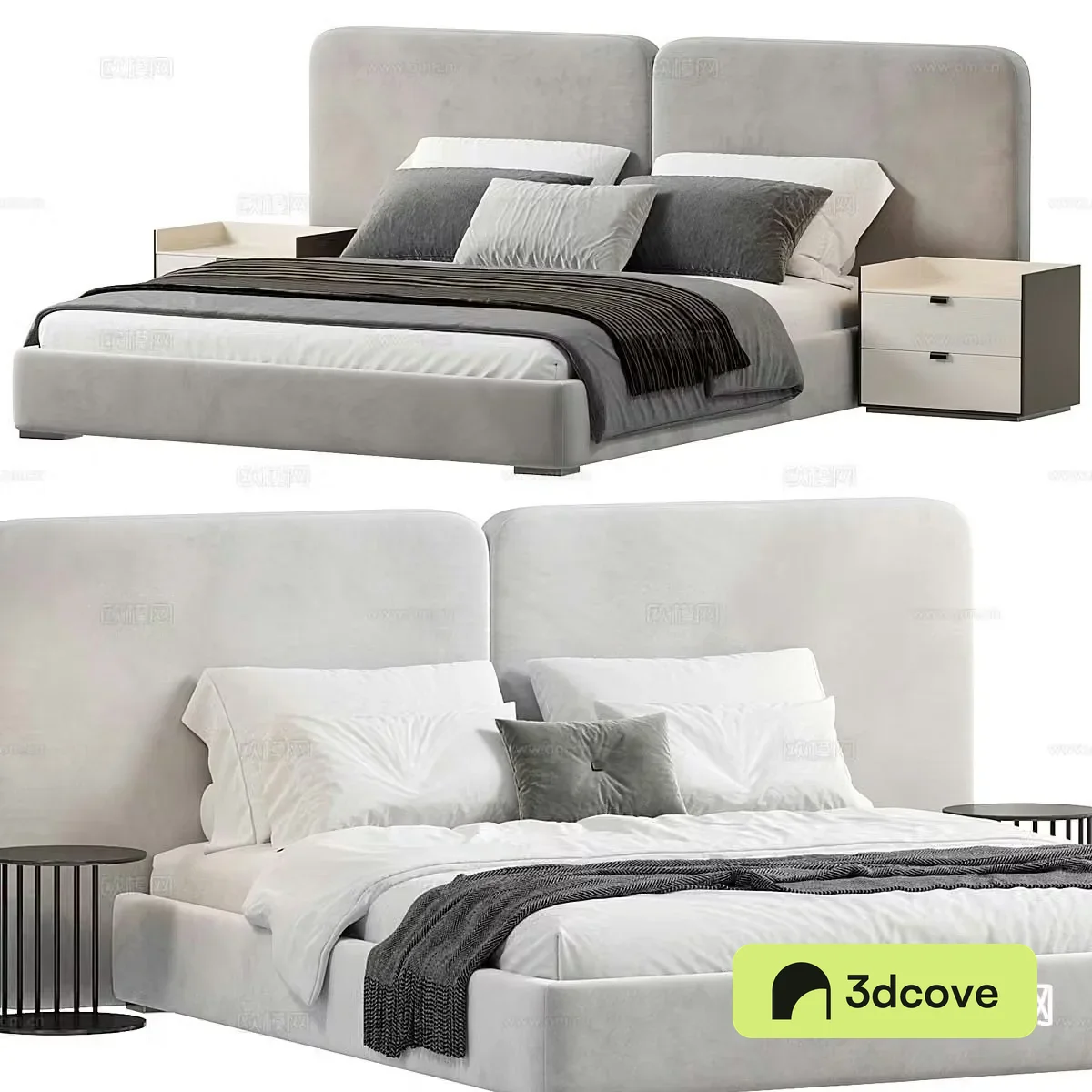 Italian high back double bed