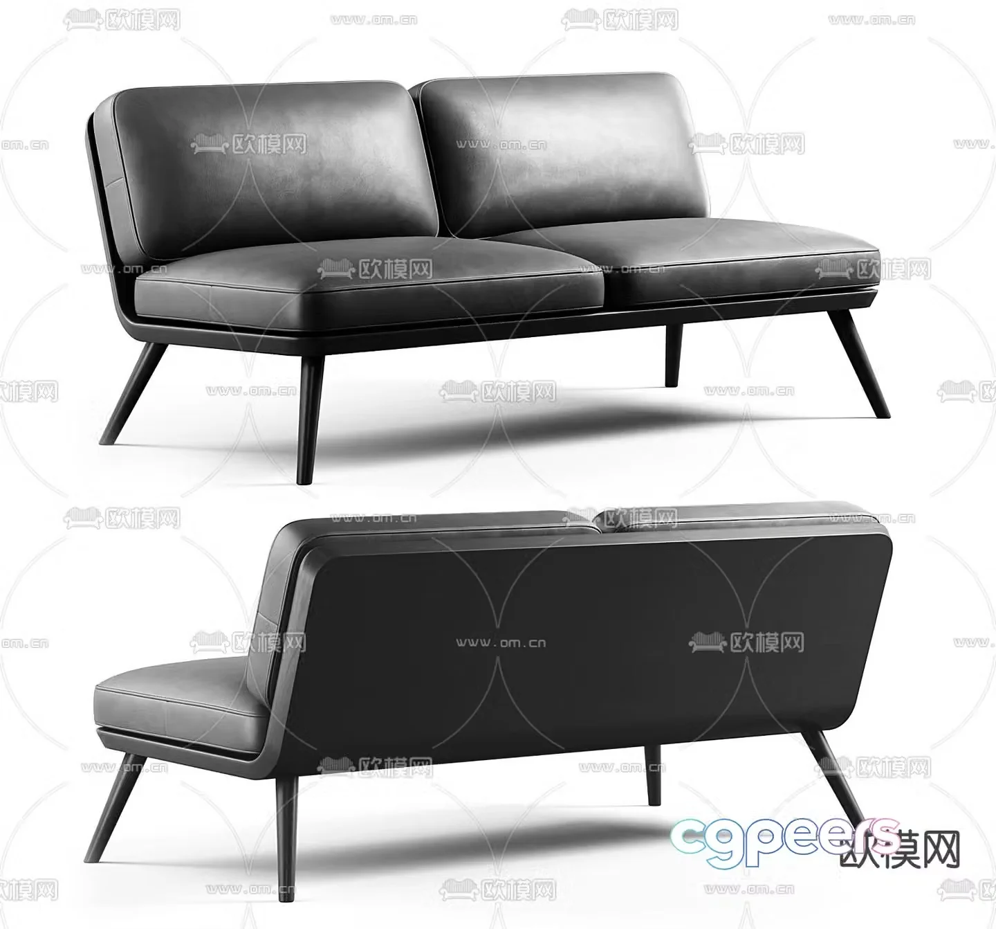 pertica modern black loveseat 3d model