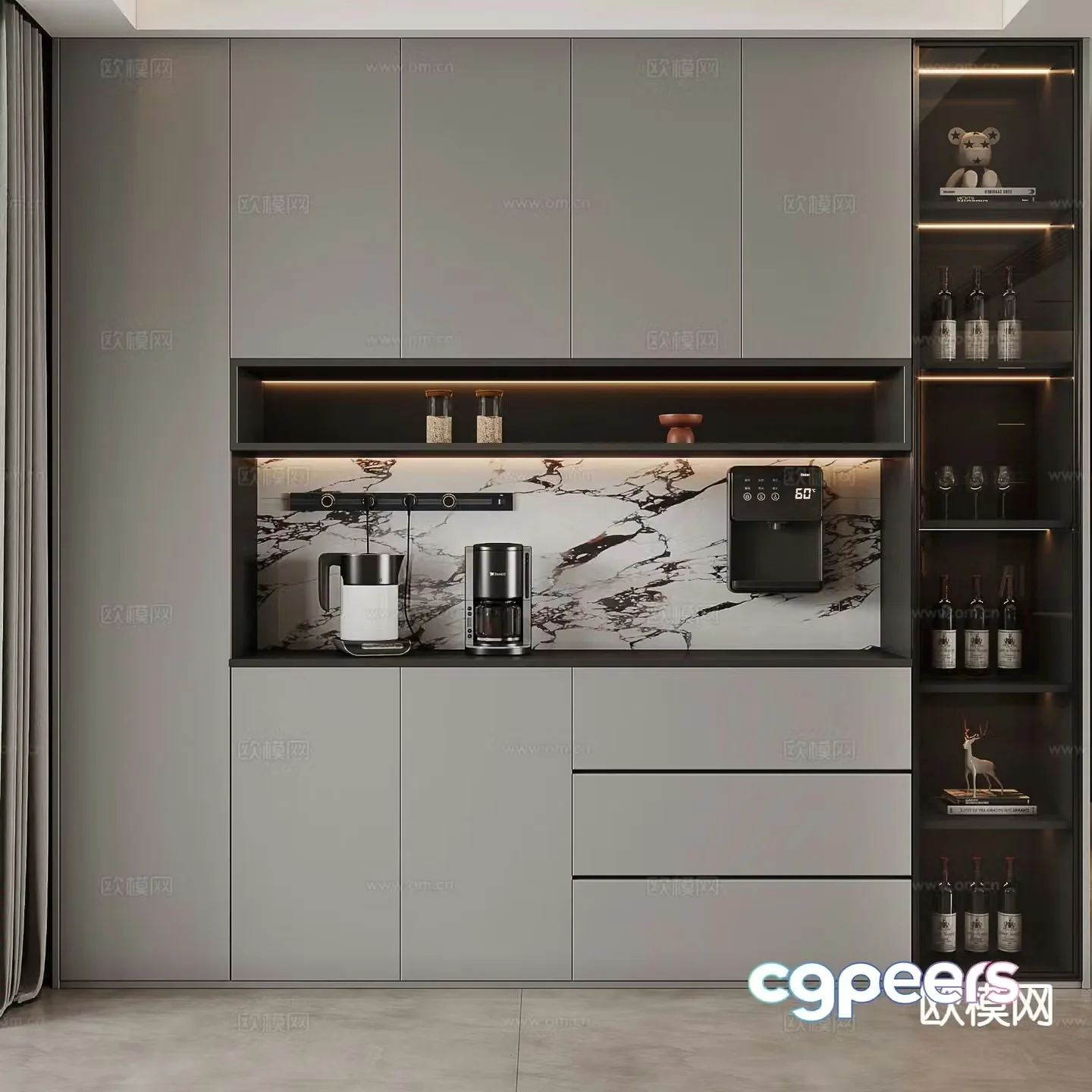 Modern wine cabinet 3d model