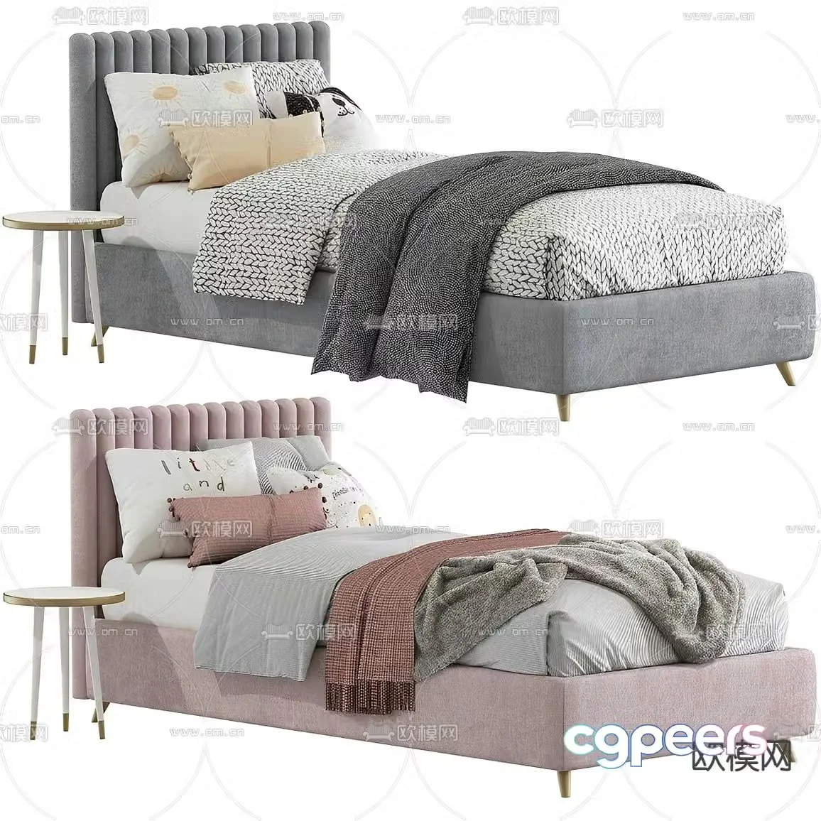 Nordic style children’s bed single bed 3d model