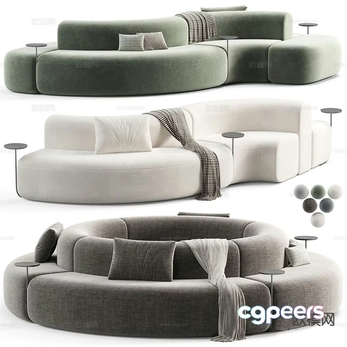 Modern curved sofa round sofa 3d model