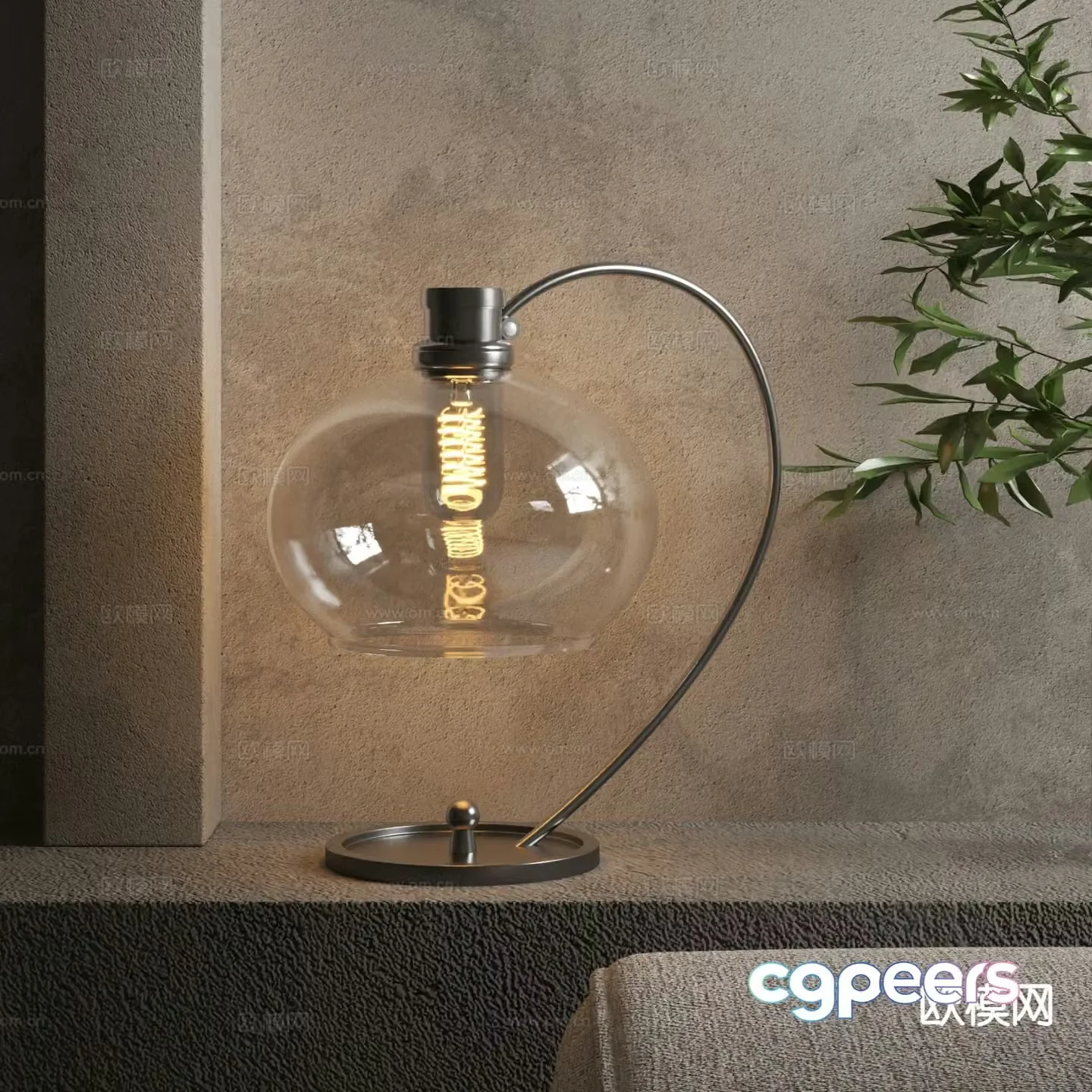 Modern glass table lamp 3d model