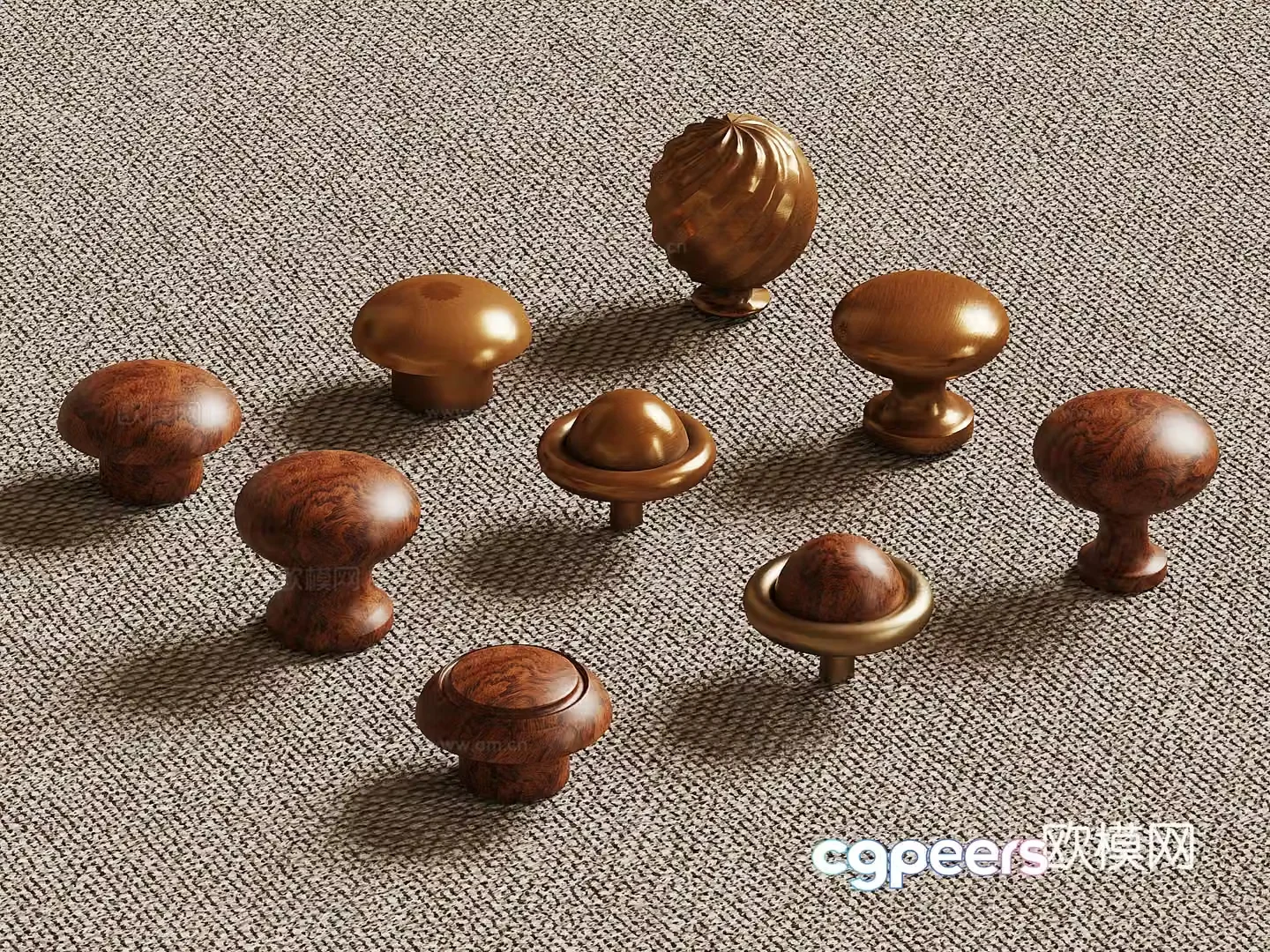 07 Handle New Chinese Handle Round Handle 3D Model