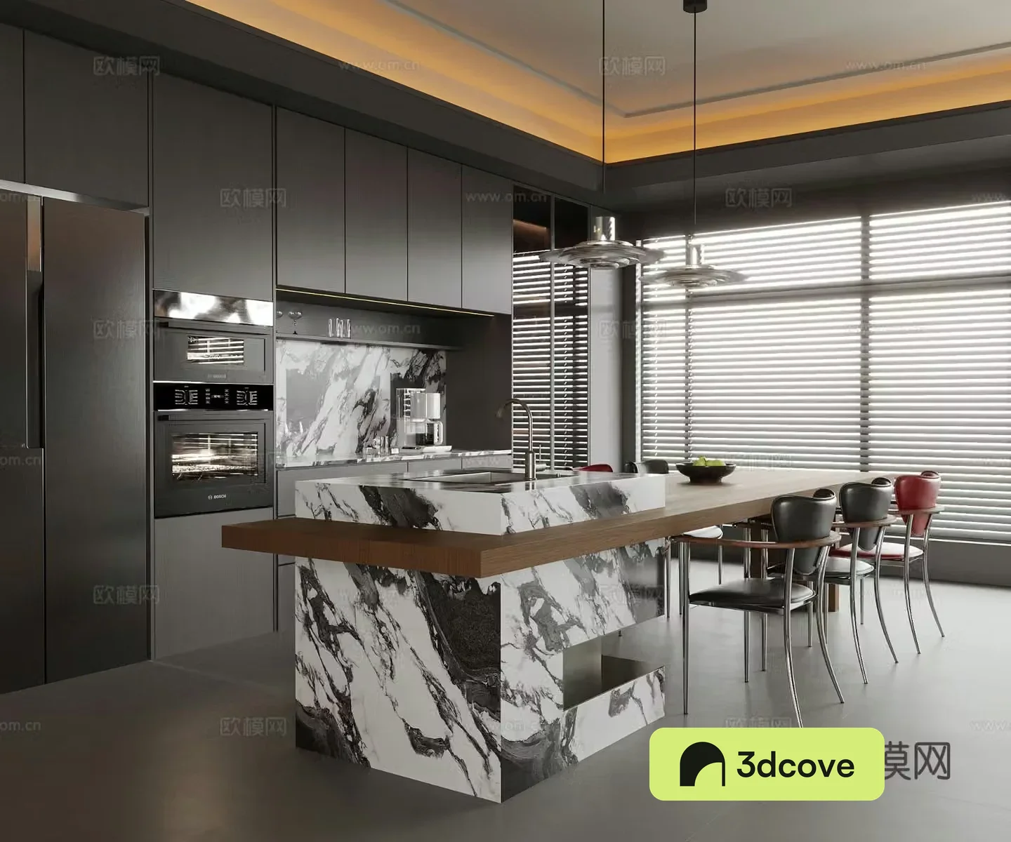 Modern restaurant island dining table sideboard wine cabinet