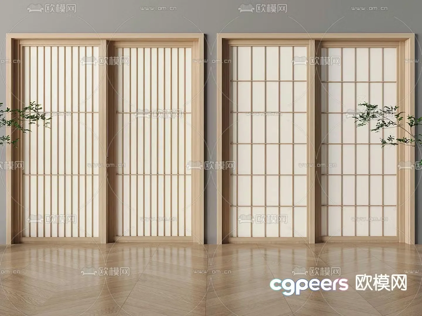 Japanese style sliding door sliding door mesh sliding door 3d model