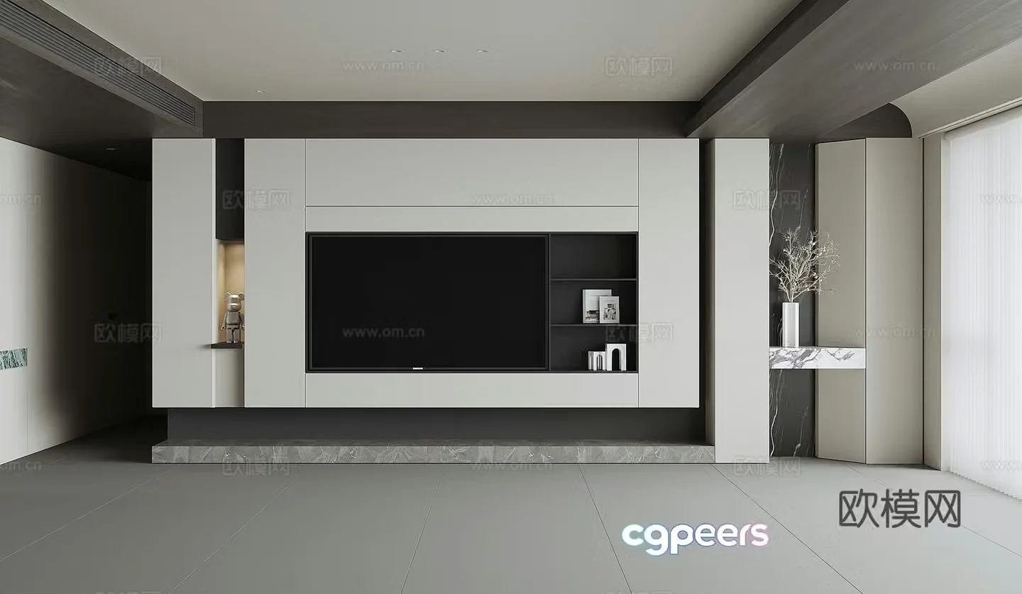 Modern TV background wall 3d model