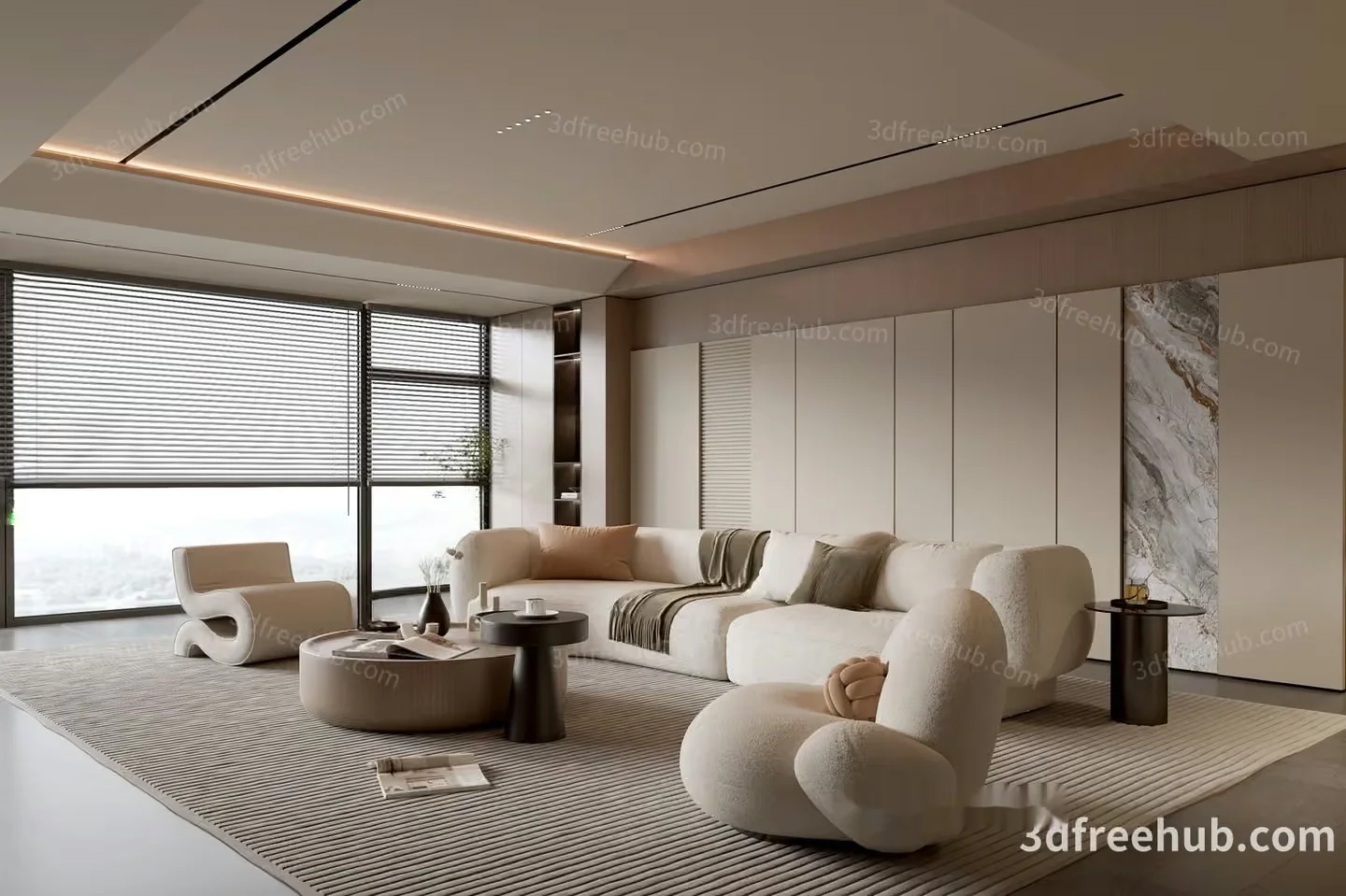 Modern Living Room 3D Model – 4623 – VRAY Render