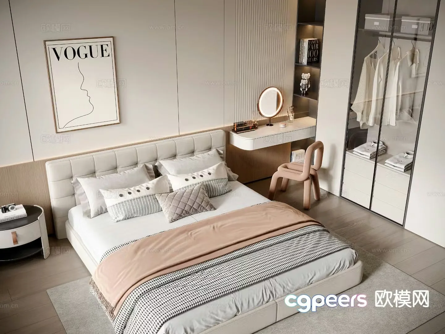 Modern double bed 3d model