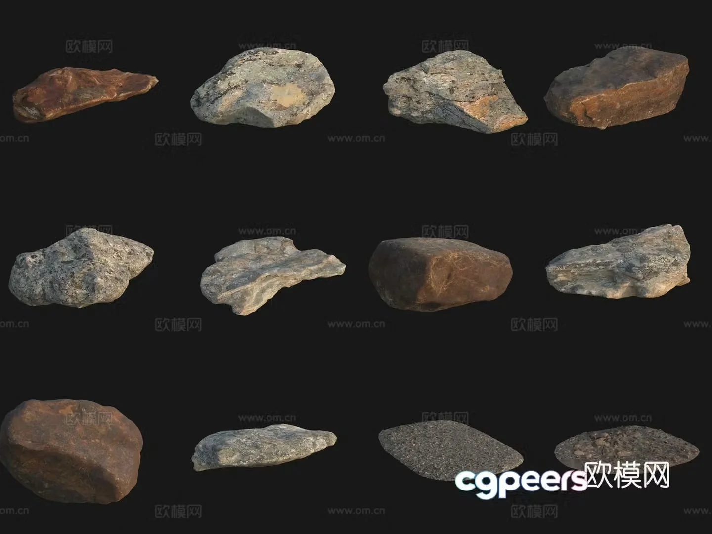 Rock big stone big stone pile 3d model