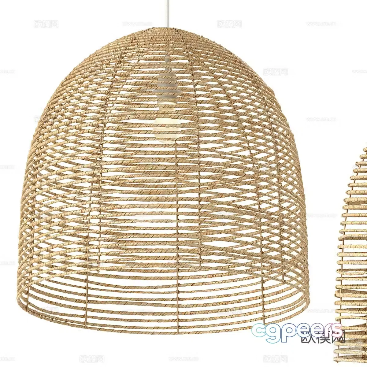 Beehive woven lampshade chandelier 3d model