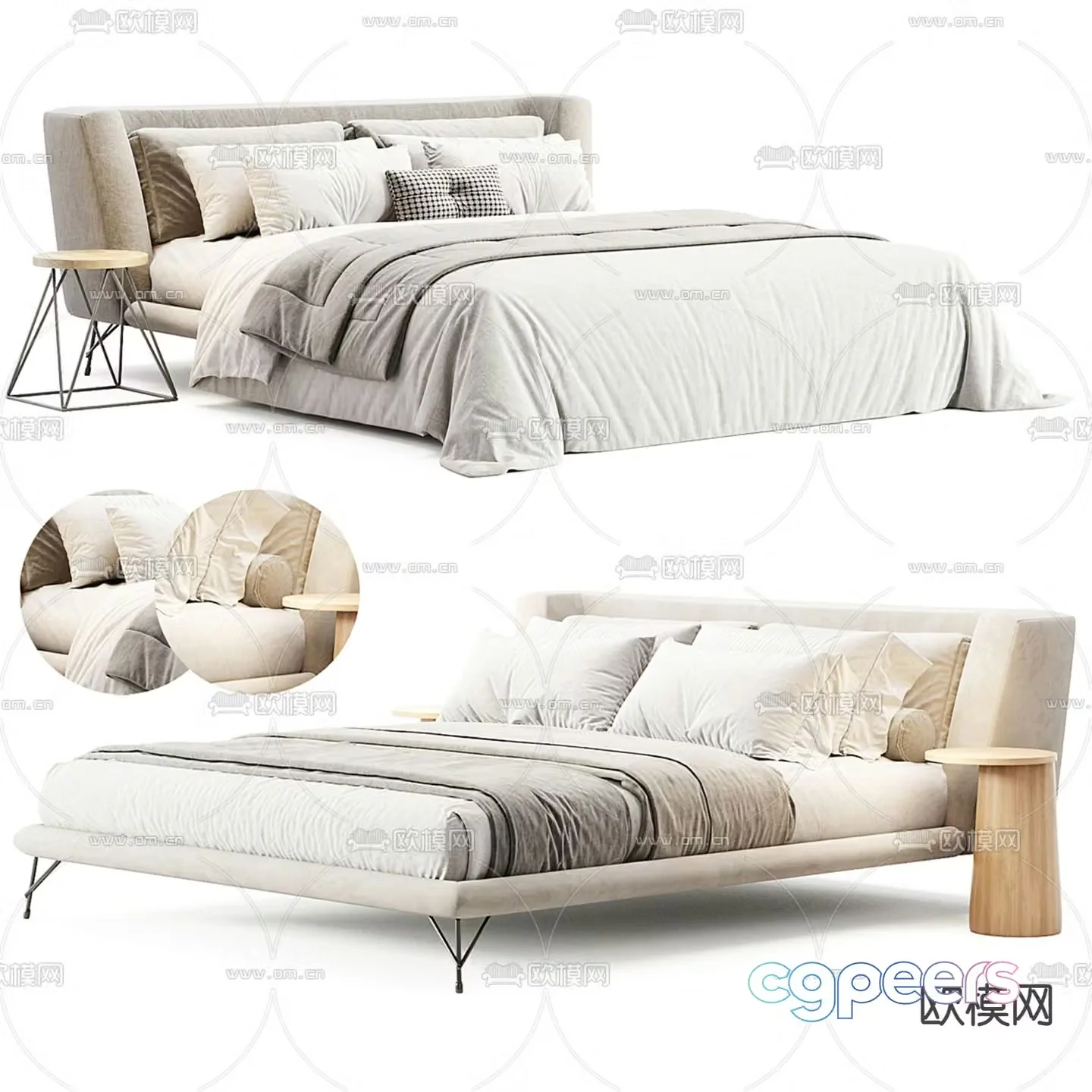 Commercial bed double bed 3d model