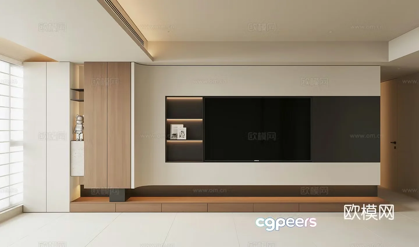 Modern TV background wall 3d model
