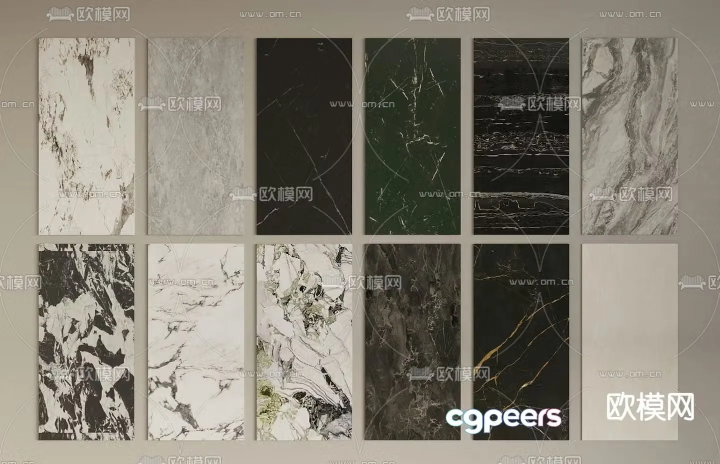 Marble tiles slate wall panels 3d model