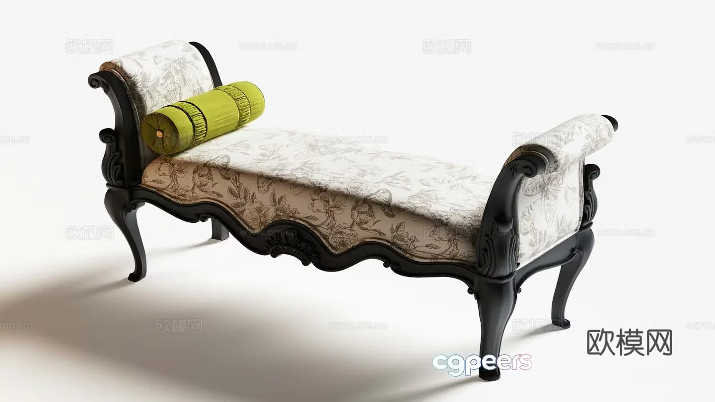 French footrest bed 3d model