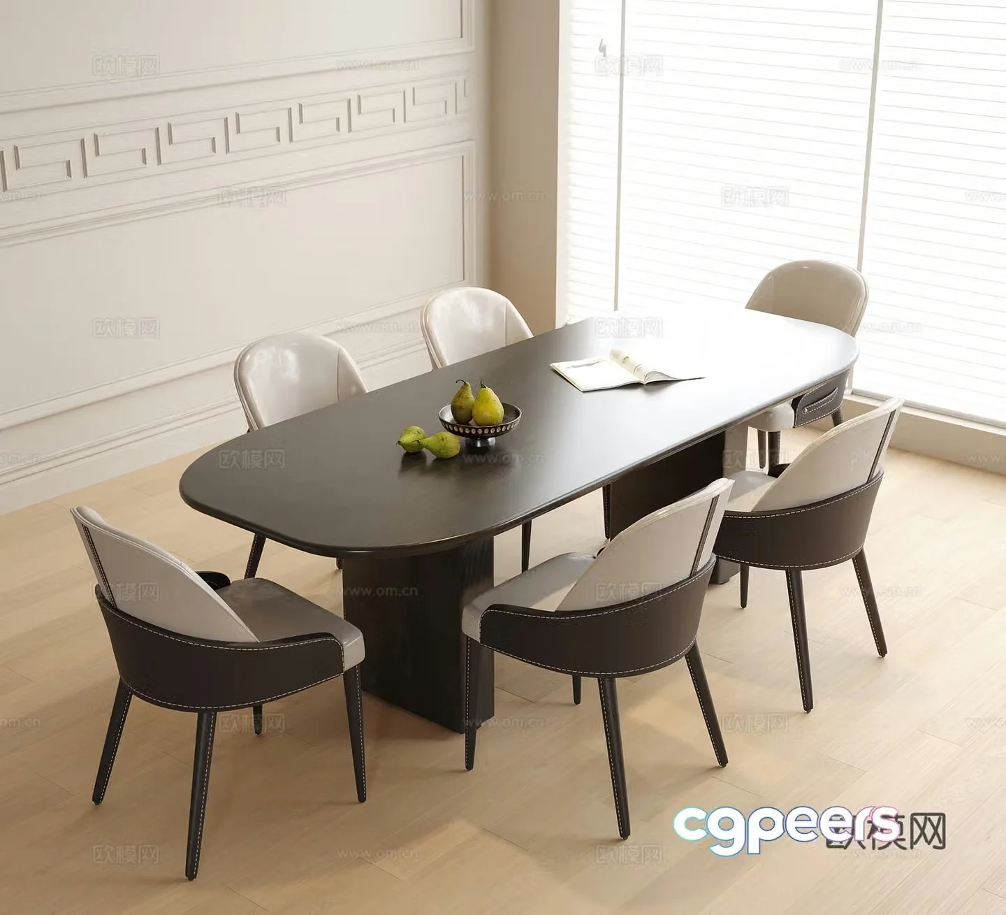 Modern dining table and chair dining chair single chair 3d model