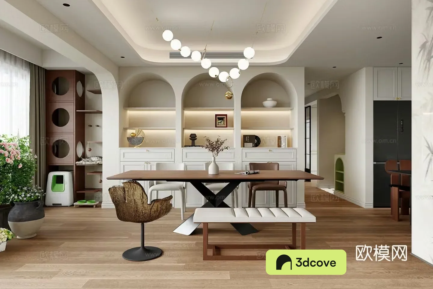 French light luxury living and restaurant
