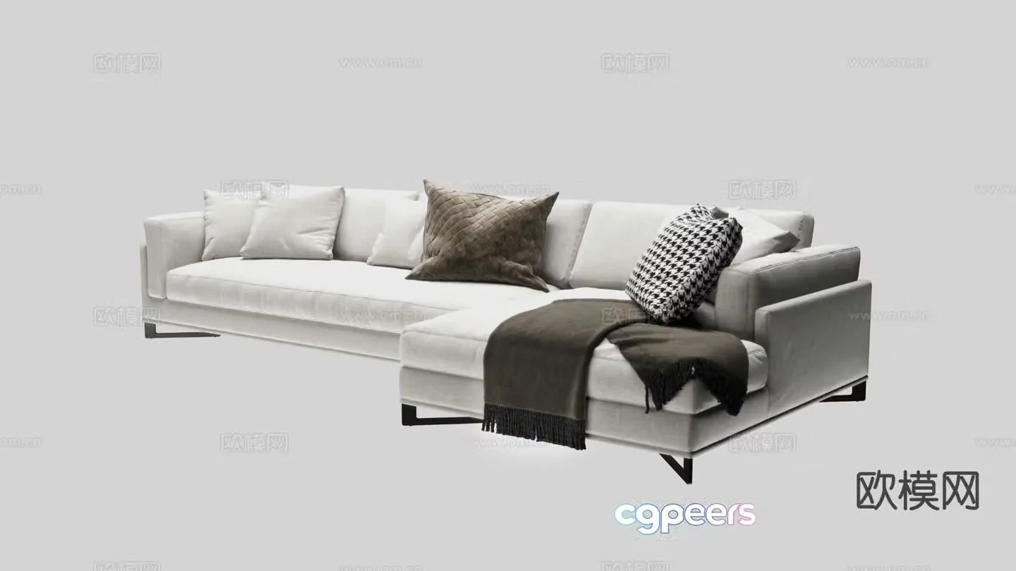 Modern corner sofa multi-person sofa 3d model