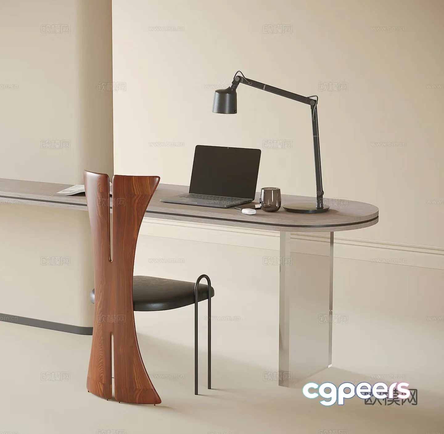Modern desk and chair Book chair Dining chair 3d model