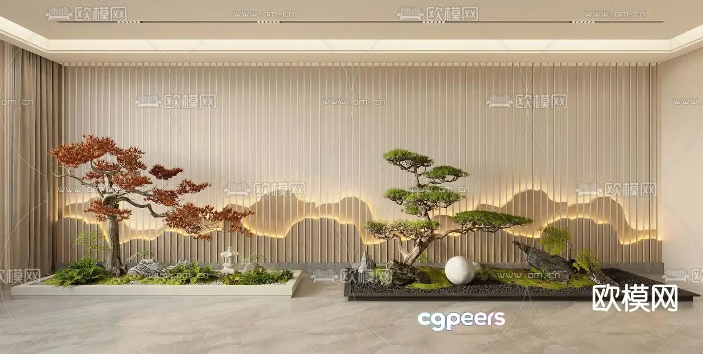 New Chinese style interior landscape 3D model