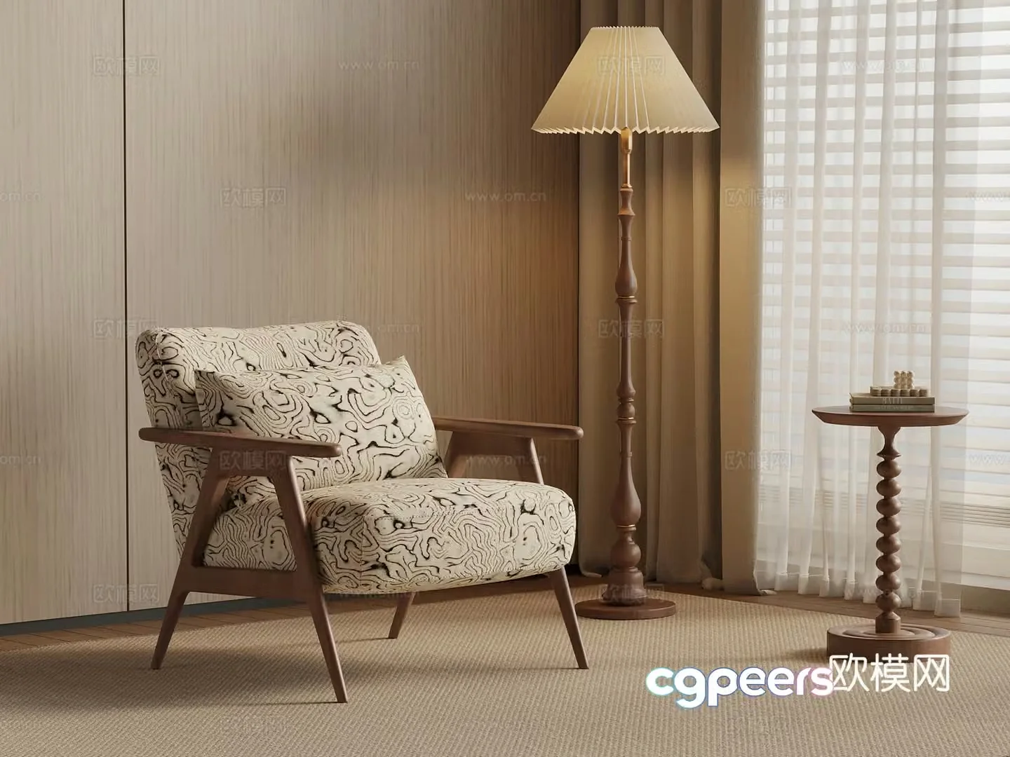Medium style recliner 3d model