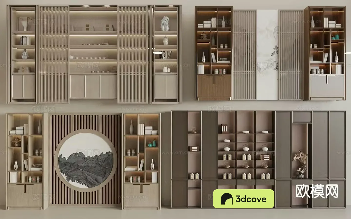 New Chinese tea set display cabinet tea cabinet