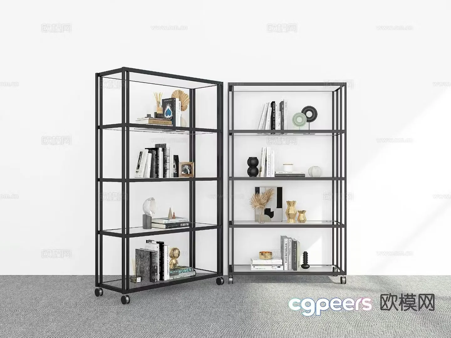 Modern bookcase bookshelf 3d model